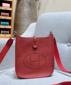 에르메스 미니 에블린16 보르도 레드 은장 끌레망스 가죽